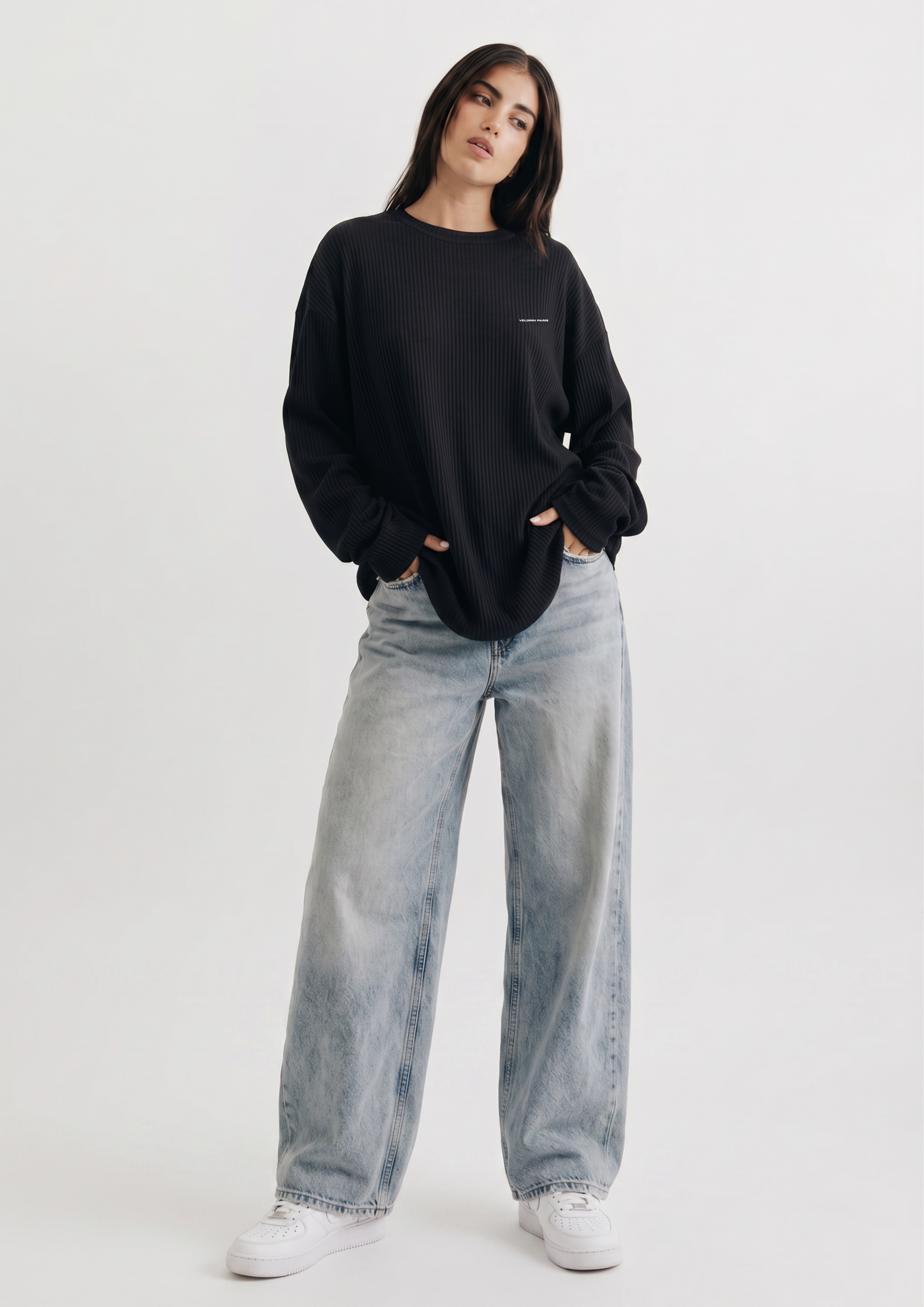 Signature Waffle Long Sleeve Oversized T-Shirt