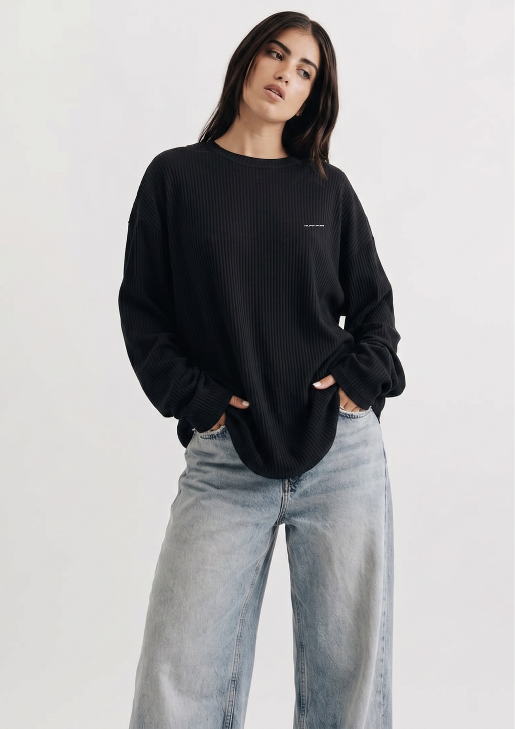 Signature Waffle Long Sleeve Oversized T-Shirt
