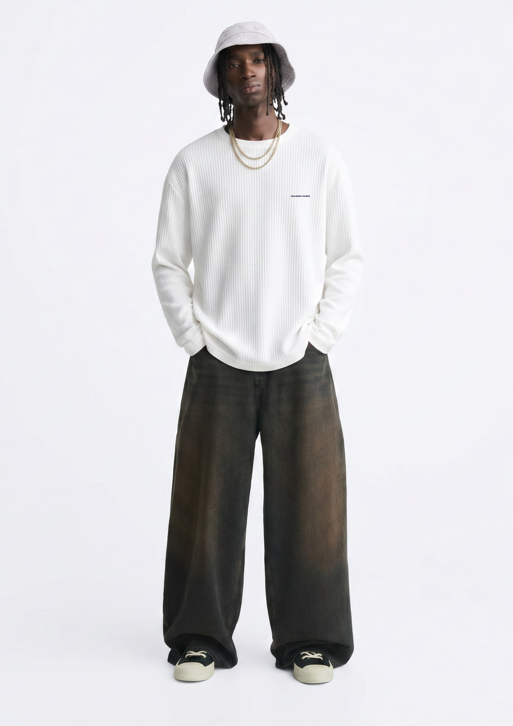 Presence Waffle Long Sleeve Oversized T-Shirt