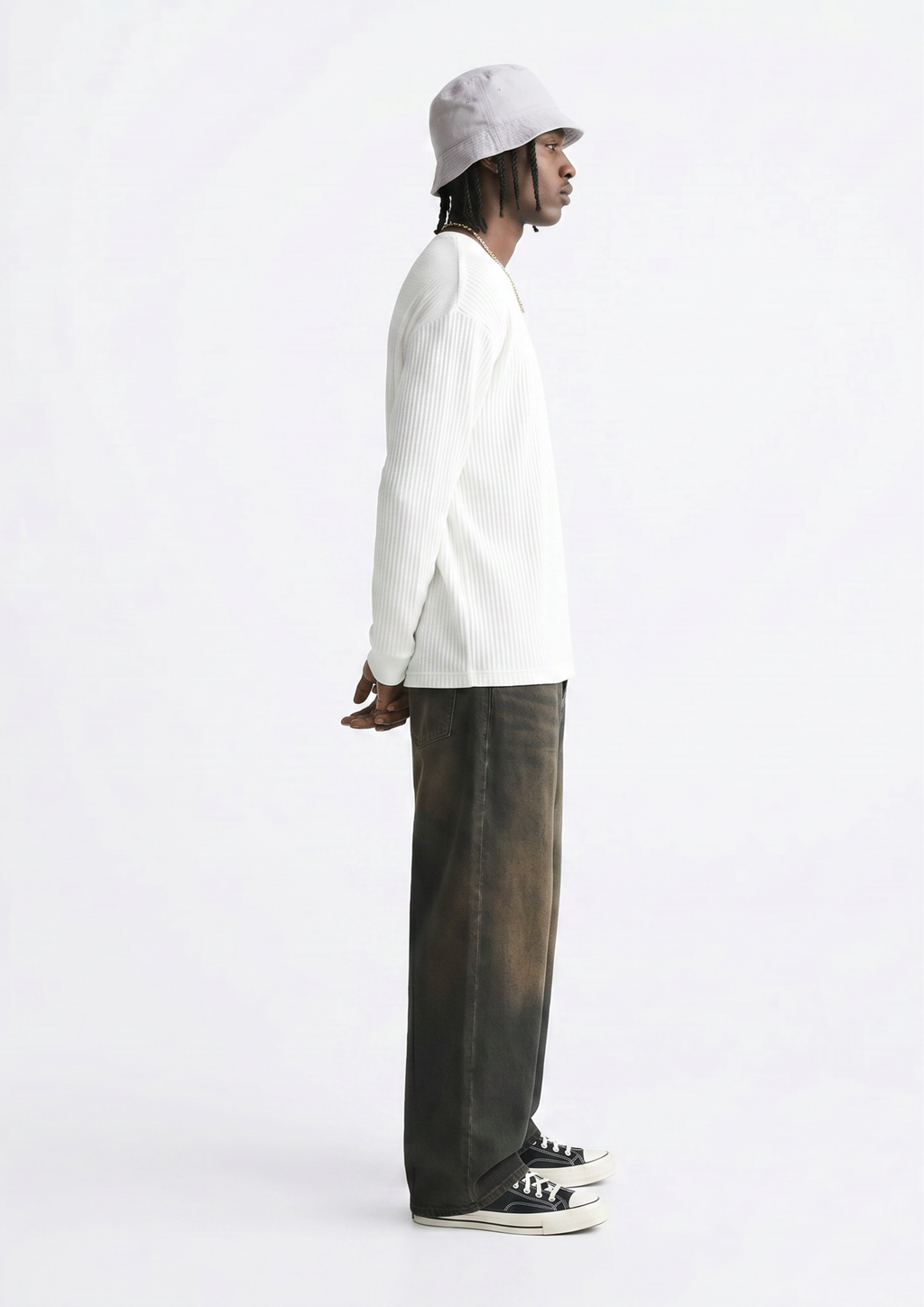 Presence Waffle Long Sleeve Oversized T-Shirt