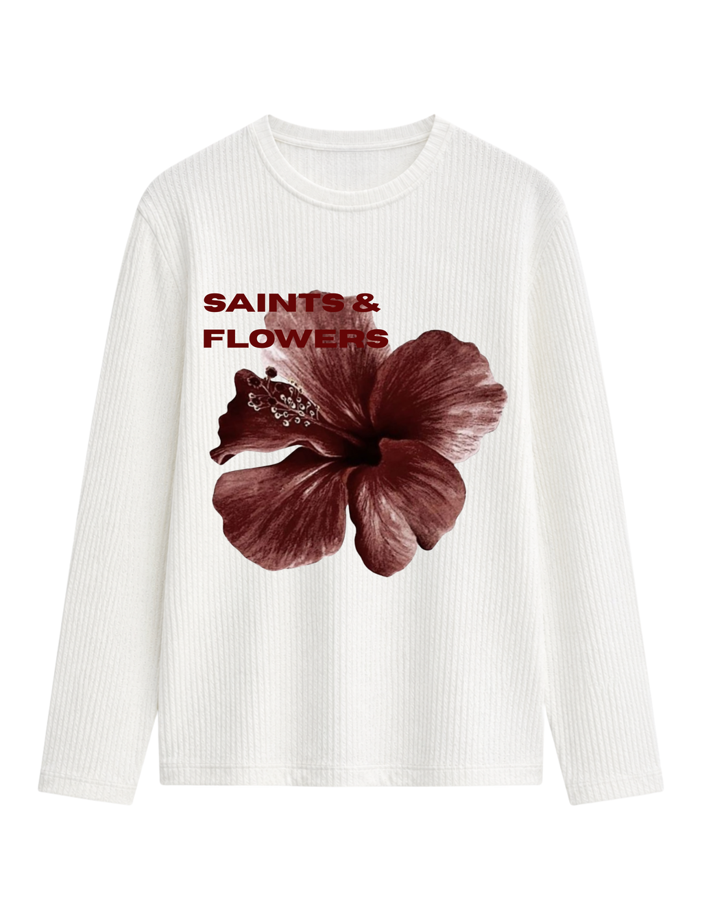Saints & Flowers — Ivory Waffle Long Sleeve Oversized T-Shirt