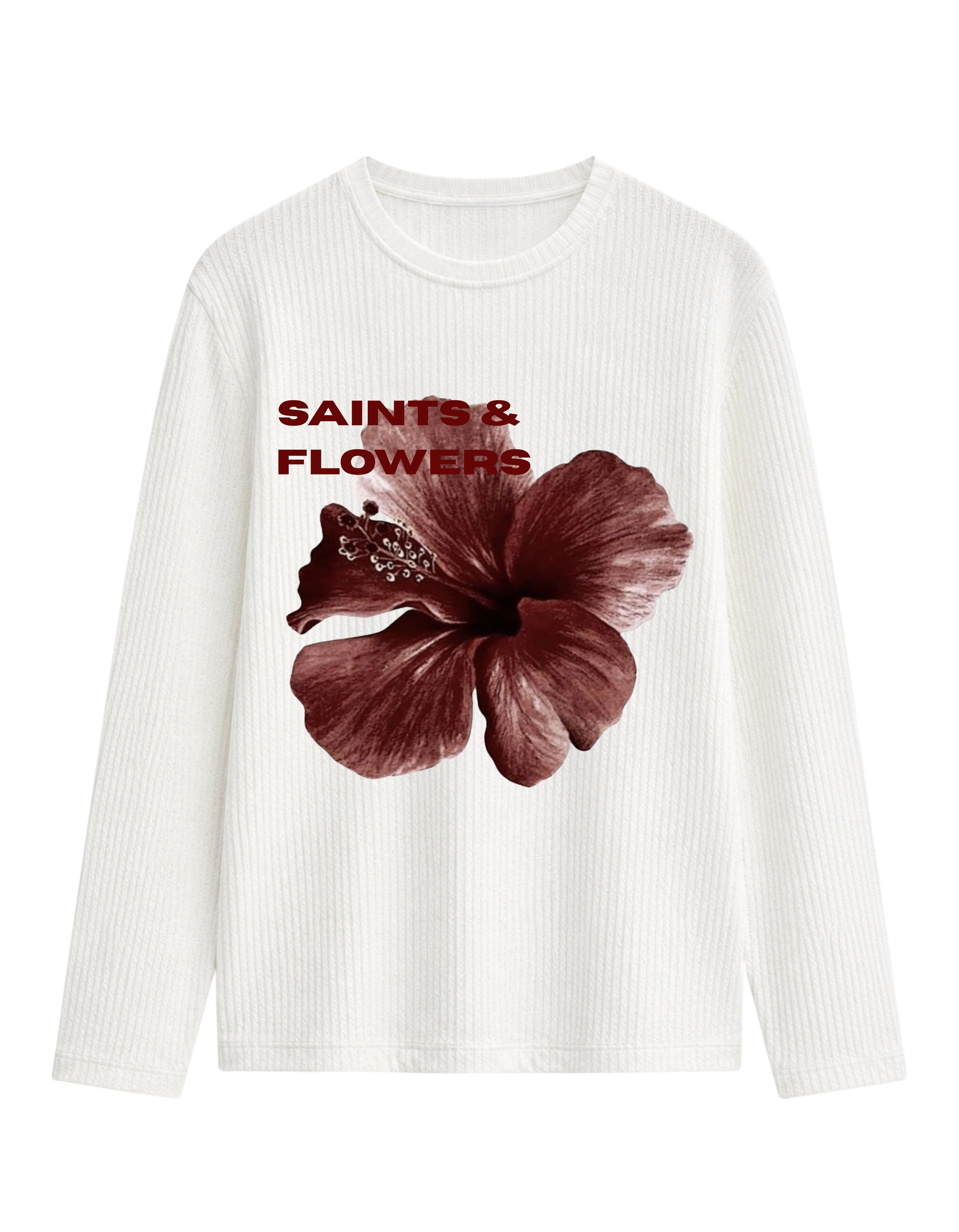 Saints & Flowers — Ivory Waffle Long Sleeve Oversized T-Shirt